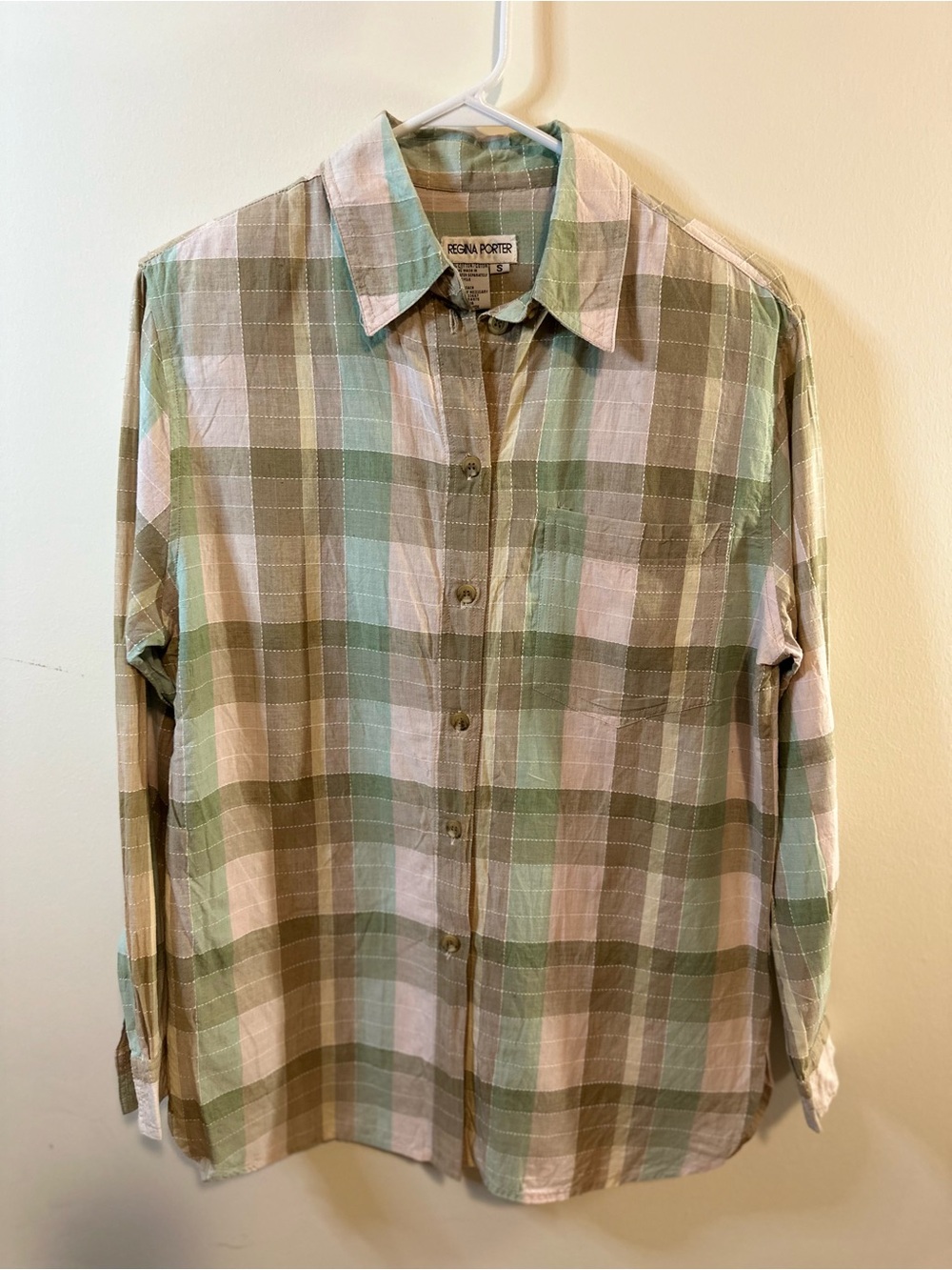 Regina Porter Women’s Green & Tan Plaid Button-Down Shirt